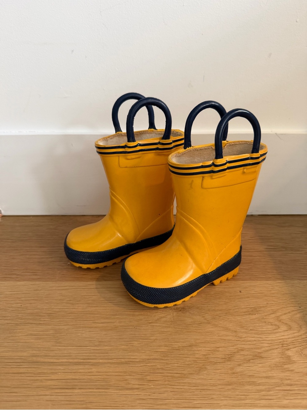 Children's Yellow Rain Boots with Black Trim